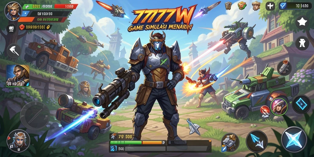 Screenshot menunjukkan gameplay seru dalam dunia virtual 7777W.