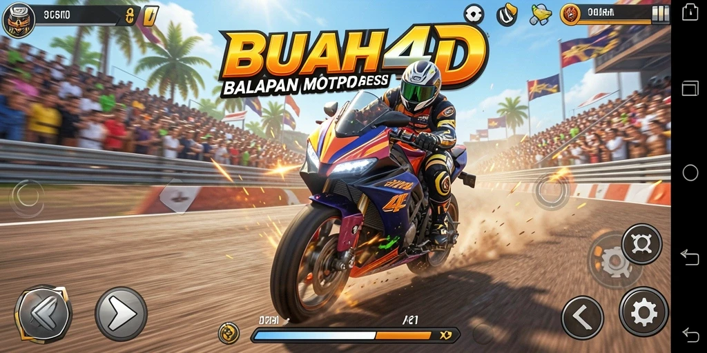 Tampilan menarik dari gameplay BUAH4D saat balapan motor.