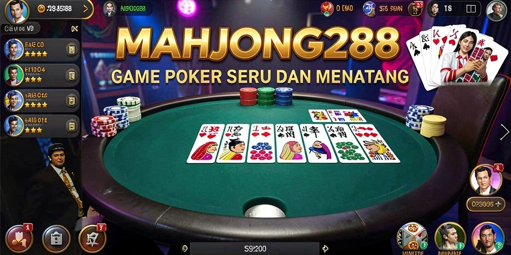 Tampilan gameplay MAHJONG288 yang seru dan interaktif dalam permainan poker.