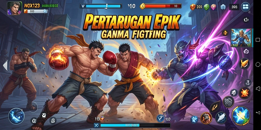 Tampilan gameplay NOX123 yang menegangkan dalam pertarungan epik.