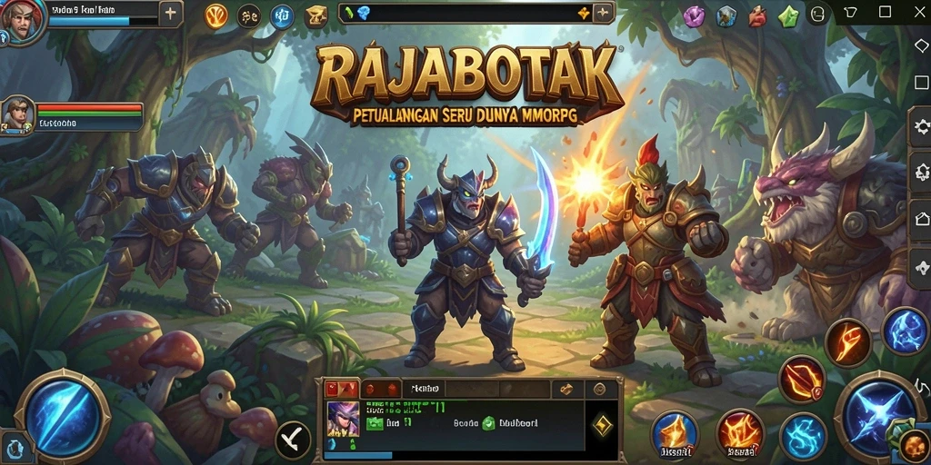 Screenshot utama RAJABOTAK menampilkan aksi pertempuran seru dalam dunia MMORPG.