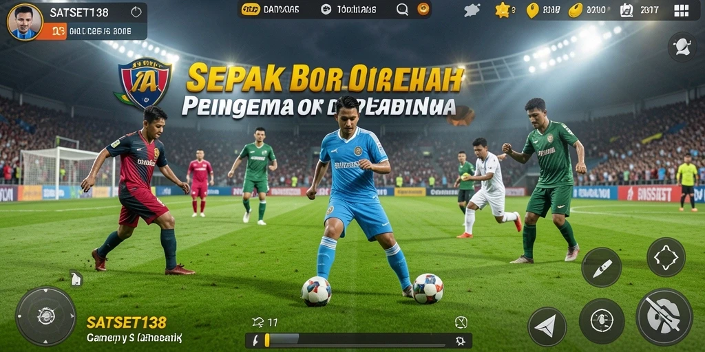 Tangkapan layar utama SATSET138 menampilkan aksi seru permainan sepak bola.
