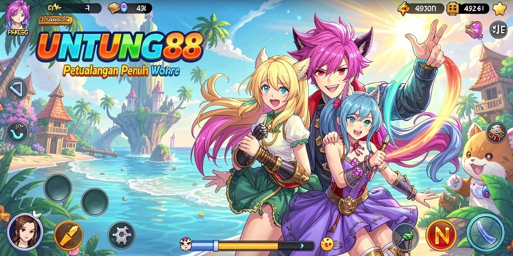Screenshot UNTUNG88 menampilkan aksi karakter Anime yang seru.