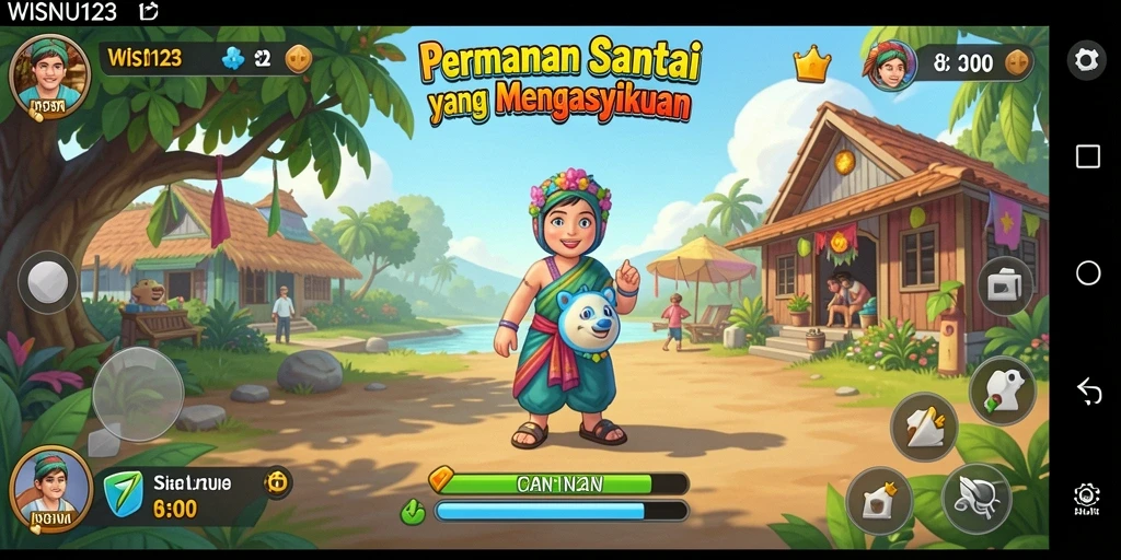 Screenshot gameplay WISNU123 yang menunjukkan keseruan permainan casual.